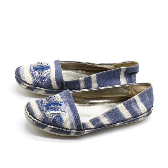 Coach Rorie Blue Sequin Kissing Fish Flats 7.5 - Picture 3 of 6